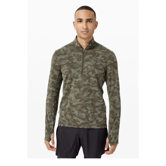 Lululemon Surge Warm Half-Zip Men’s Heritage Camo Dark Olive green Twill Size L - Picture 1 of 10
